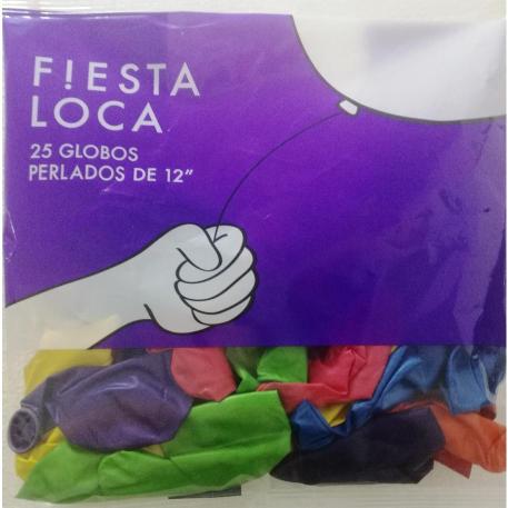 GLOBO PERLADO 10´ FIESTA LOCA X 25 UNID.