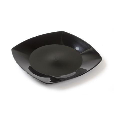 PLATO 22 CM CUADRADO X10 NEGRO