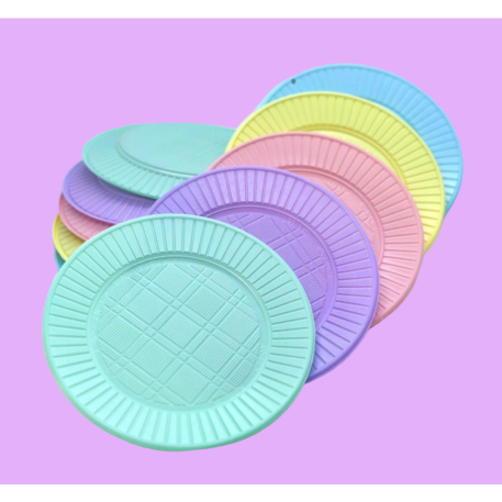 PLATO PLASTICO 17 CM CELESTE PASTEL X 100