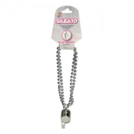 COLLAR CON SILBATO PLATEADO 80CM