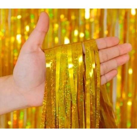 CORTINA HOLOGRAFICA DORADA 100x200cm