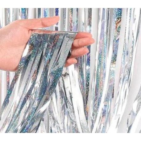 CORTINA HOLOGRAFICA PLATEADA 100x200cm