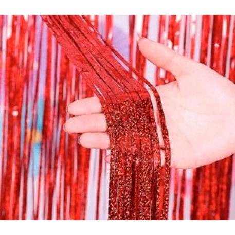 CORTINA HOLOGRAFICA ROJA 100x200cm