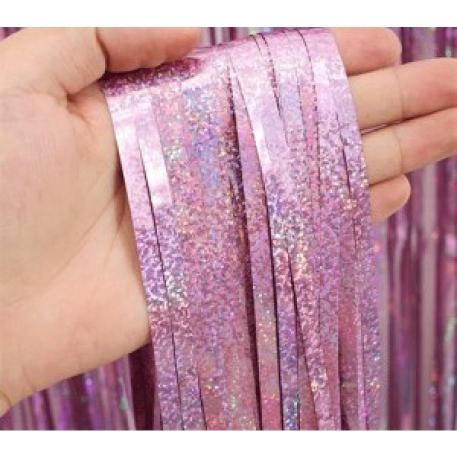 CORTINA HOLOGRAFICA ROSA 100x200cm