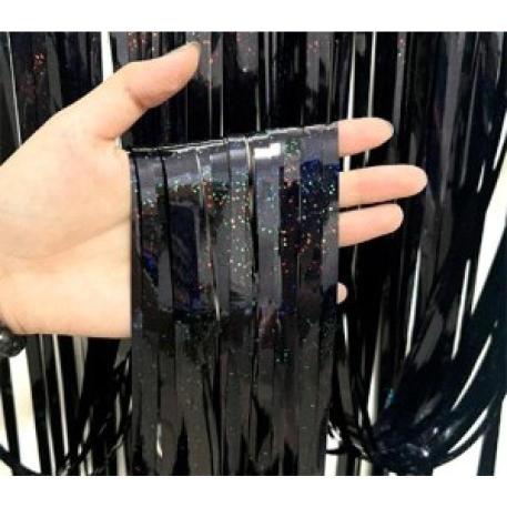 CORTINA HOLOGRAFICA NEGRA 100x200cm