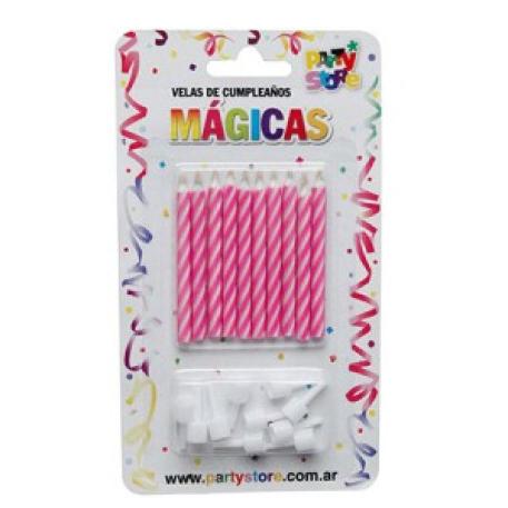 VELAS MAGICAS MAGENTAS x10