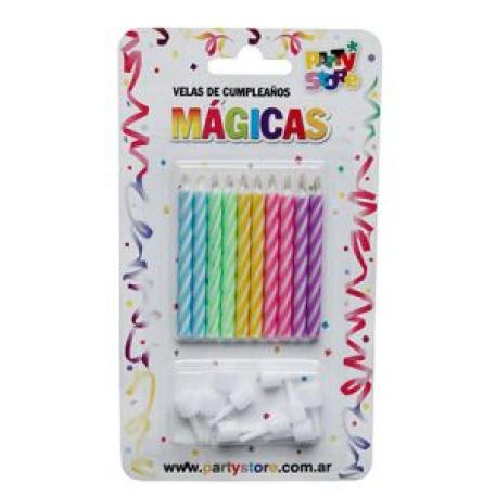VELAS MAGICAS MULTICOLOR X10