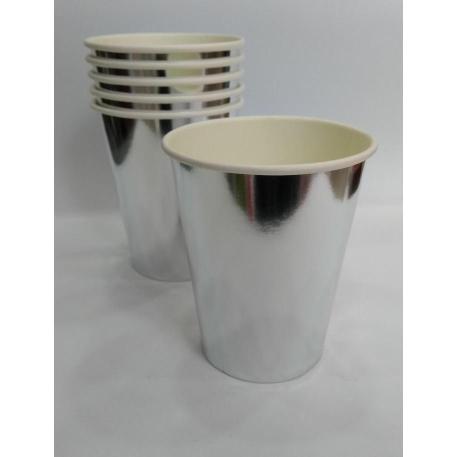 VASO POLIPAPEL METAL PLATEADO X6