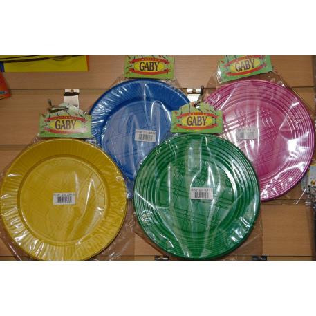 PLATO PLASTICO 22CM COLOR X10