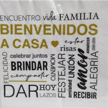 SERVILLETA 33X33X20 BIENVENIDO A CASA