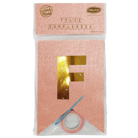 BANDERIN FC GLITTER ROSA GOLD X 1