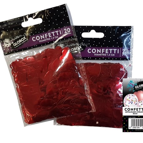 CONFETTI MET.ROJO CORAZ.(20 GR X 2 PACKS)
