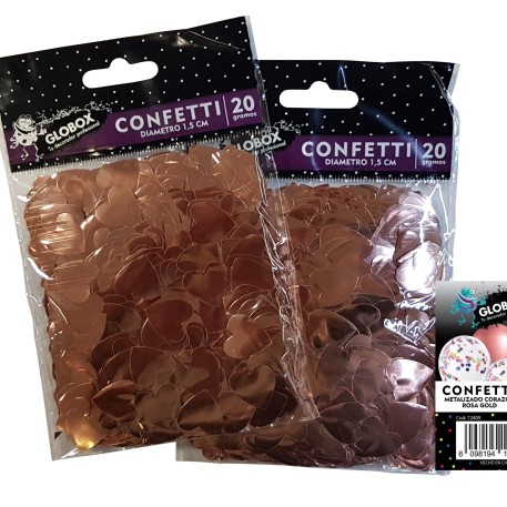 CONFETTI MET. R.GOLD CORAZ(20GR X 2 PACKS)